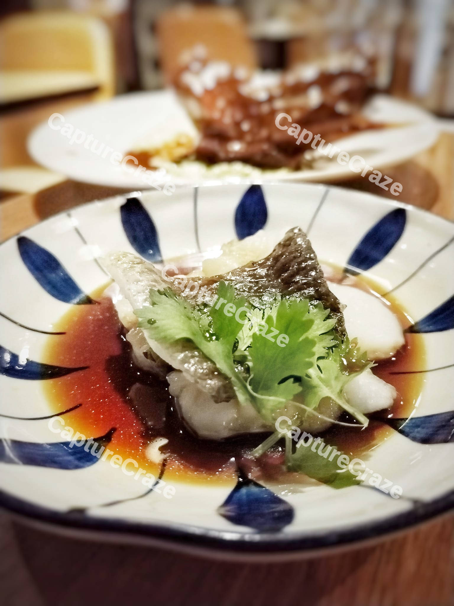 Fish served in a white plate
